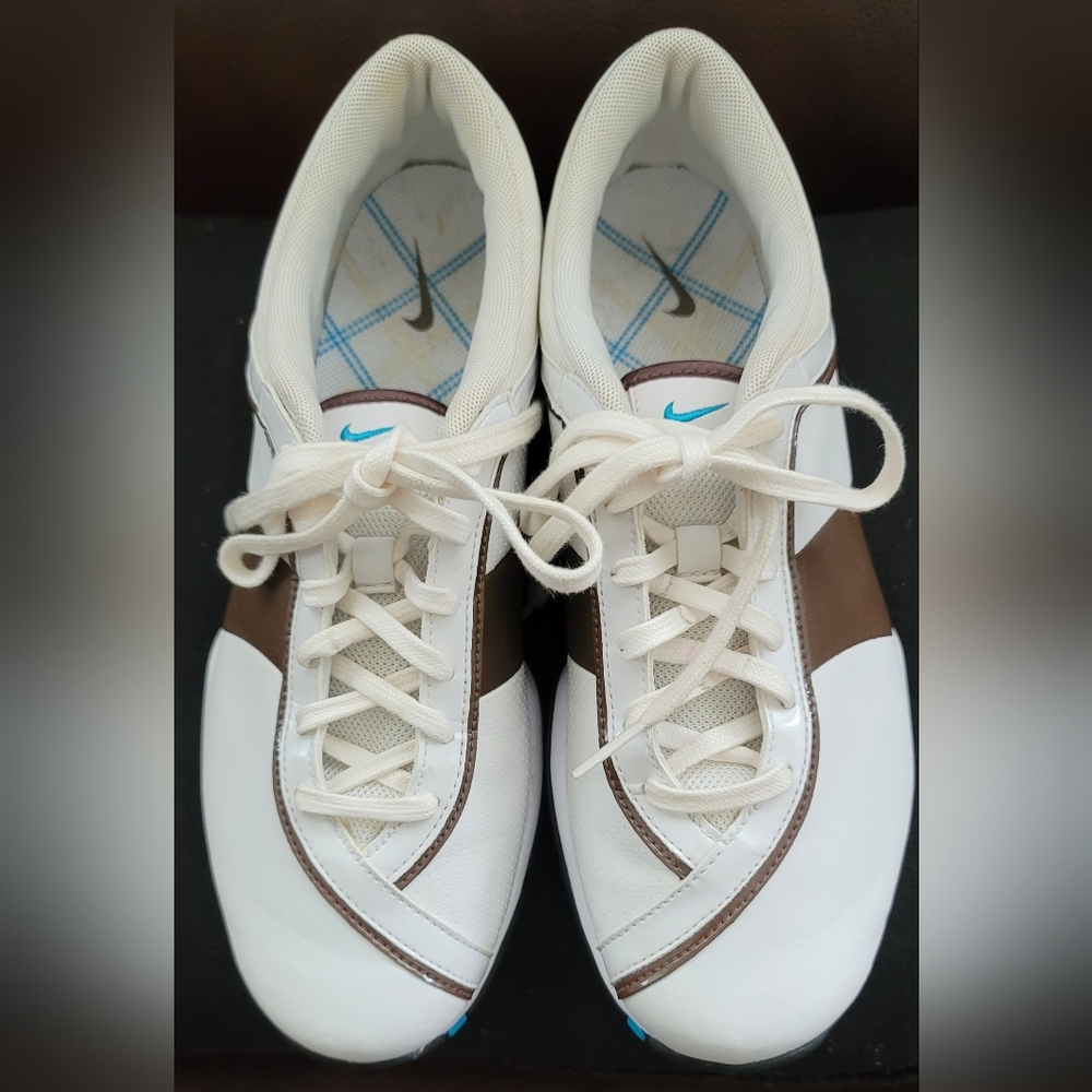 NIKE Power Channel Tac Traction Women's Golf Shoes Sz 7.5 335940-141 White Brown